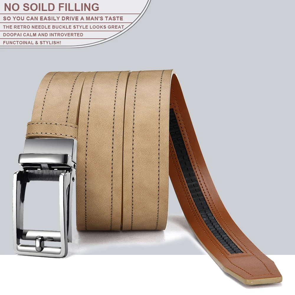 Men's Fashionable Leather Belt Men's High-quality Leather Belt Business Automatic Buckle Ratchet Belt Randomly Adjustable