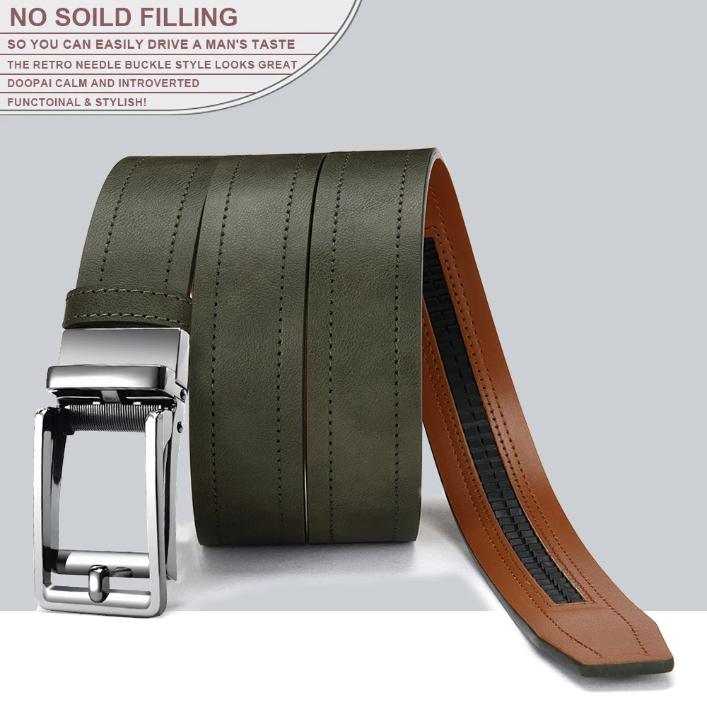 Men's Fashionable Leather Belt Men's High-quality Leather Belt Business Automatic Buckle Ratchet Belt Randomly Adjustable