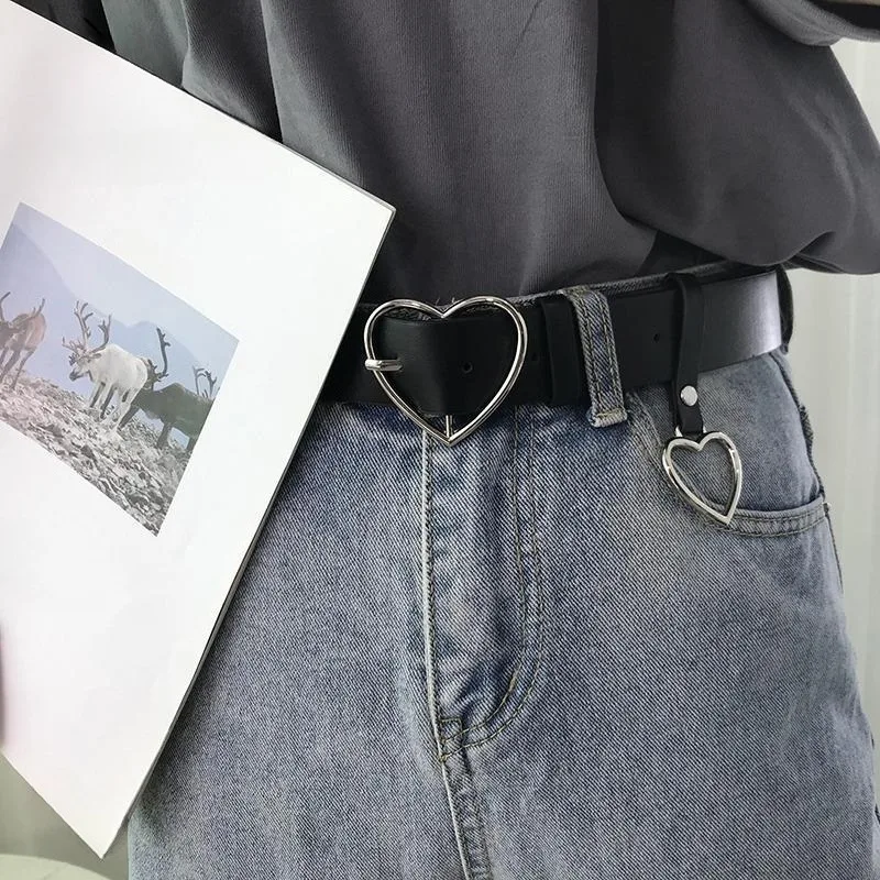 1pc New Sweetheart Buckle with Adjustable Ladies Heart-shaped Thin Belt High Quality Punk Fashion Belts