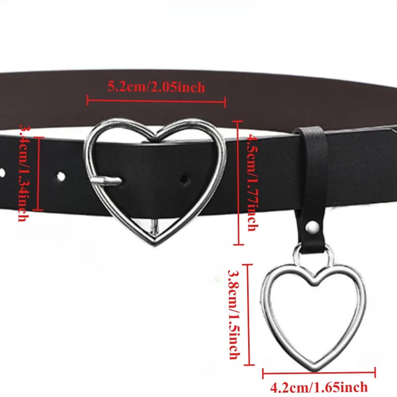 1pc New Sweetheart Buckle with Adjustable Ladies Heart-shaped Thin Belt High Quality Punk Fashion Belts