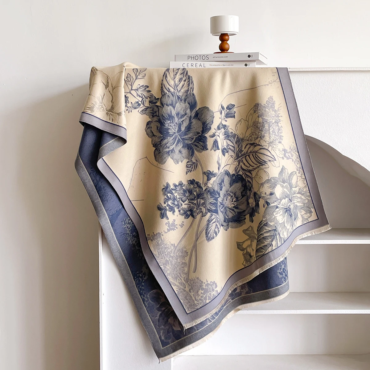 Brand Fashion Winter Cashmere Shawl for Women - Tasseled Flower Printed Pashmina Scarf, Thick Warm Wrap & Poncho