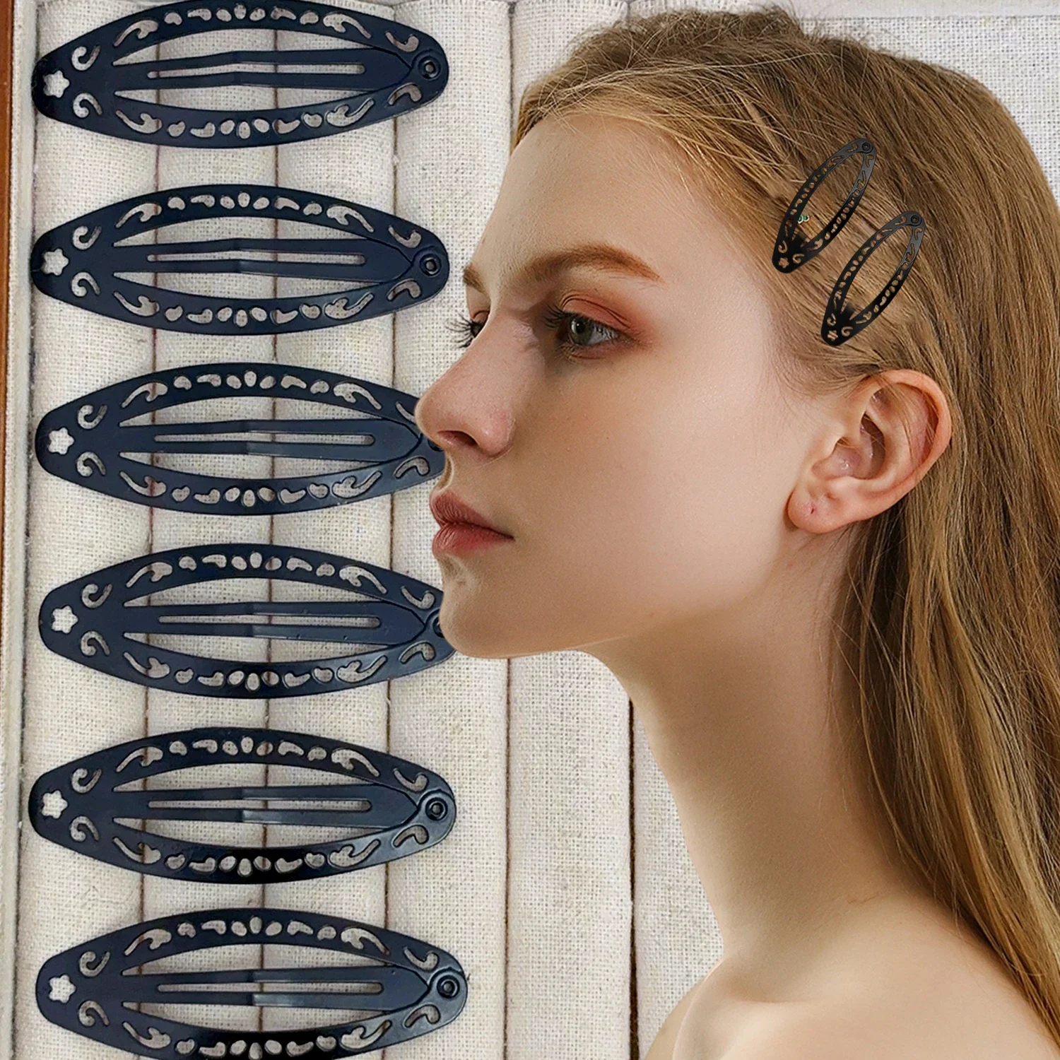Punk Hollow Out Hairpin Y2K Vintage Geometric Hair Clips Silver Metal BB Clips Korean Barrette Gothic Girl Side Hair Accessories
