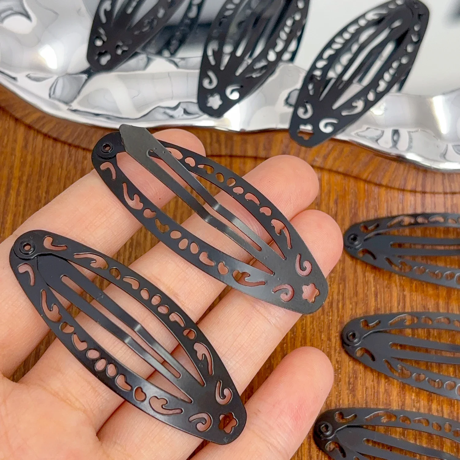 Punk Hollow Out Hairpin Y2K Vintage Geometric Hair Clips Silver Metal BB Clips Korean Barrette Gothic Girl Side Hair Accessories