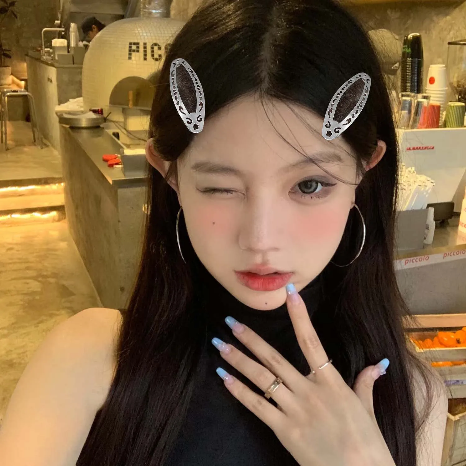 Punk Hollow Out Hairpin Y2K Vintage Geometric Hair Clips Silver Metal BB Clips Korean Barrette Gothic Girl Side Hair Accessories