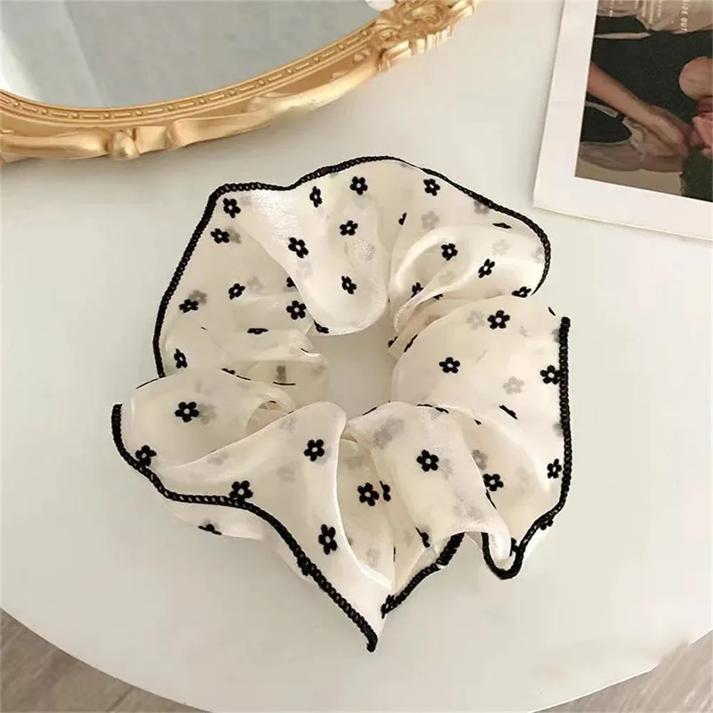 3Pcs/set Minimalist Sweet Fabric Hair Ties for Women Floral Polka Dot Printed Hair Scrunchies with Elastic Hair Accessories