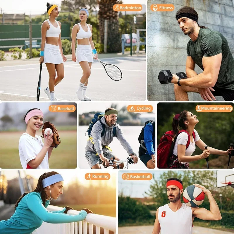 3 Pack, Solid Color Sports Sweat-Wicking Stretch Everyday Headbands for Women's Casual, Solid Color Elastic Headbands