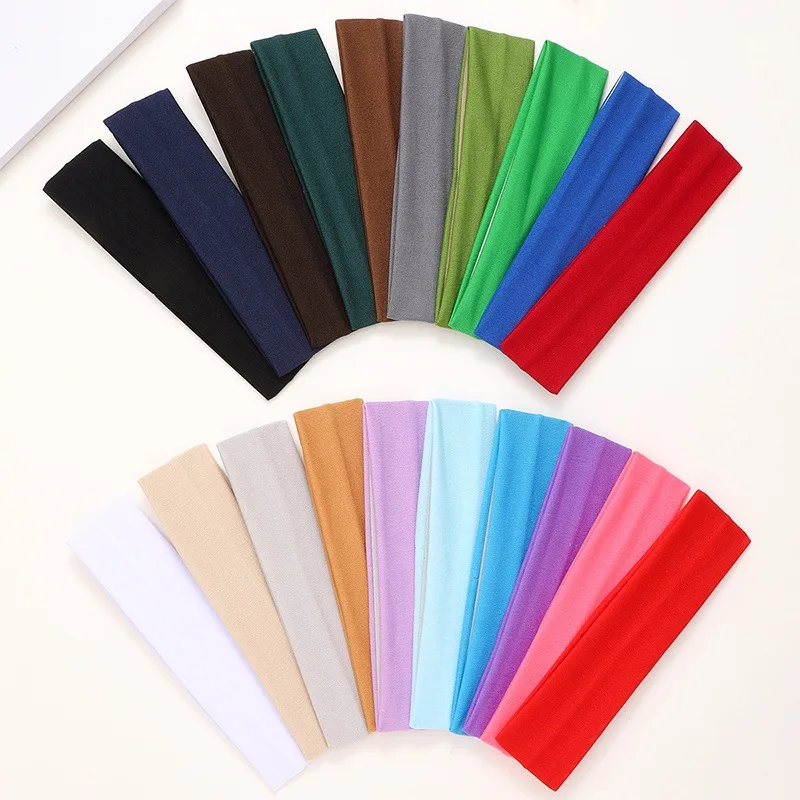 3 Pack, Solid Color Sports Sweat-Wicking Stretch Everyday Headbands for Women's Casual, Solid Color Elastic Headbands
