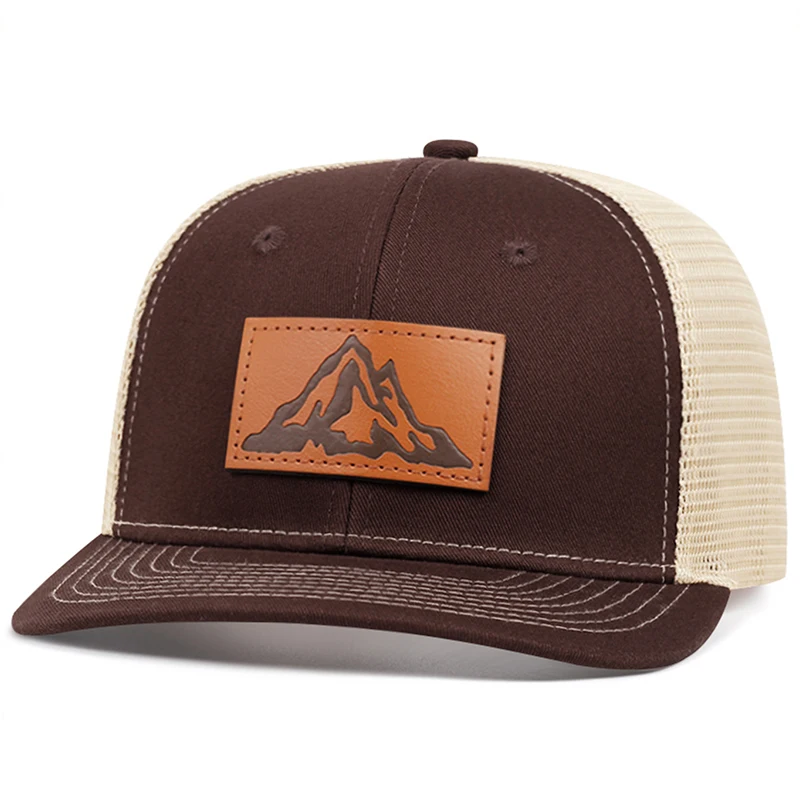 2025 Fashionable and Simple New Mesh Hat Richardson Label Mountain Printed Flat Edge Baseball Hat Outdoor Leisure Sunshade Hat