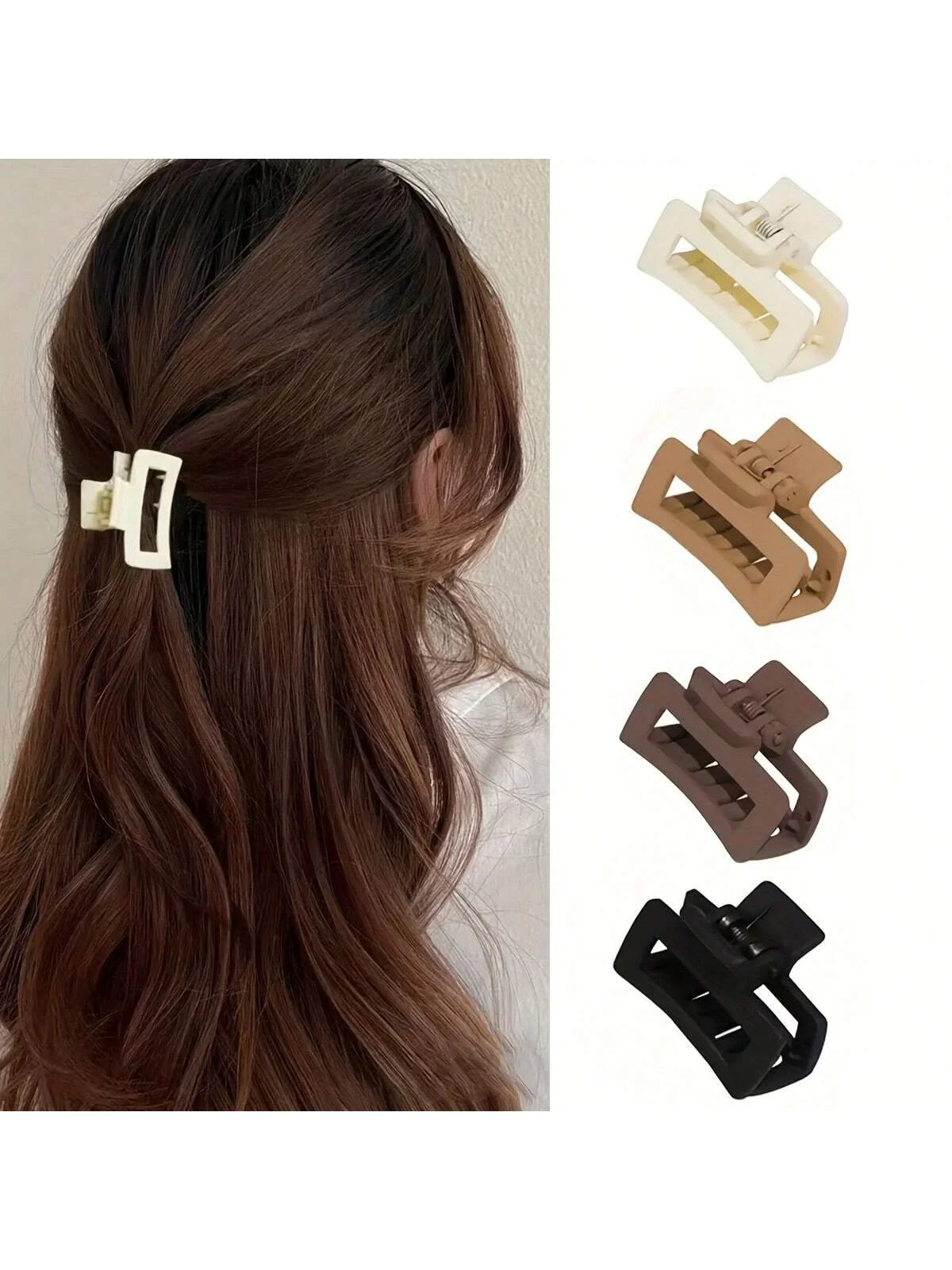 4pcs Classic Matte Small Square Grip Clip Mini High Grip Disc Hair Breakers Small Grip Clip Suitable for Daily Wearing