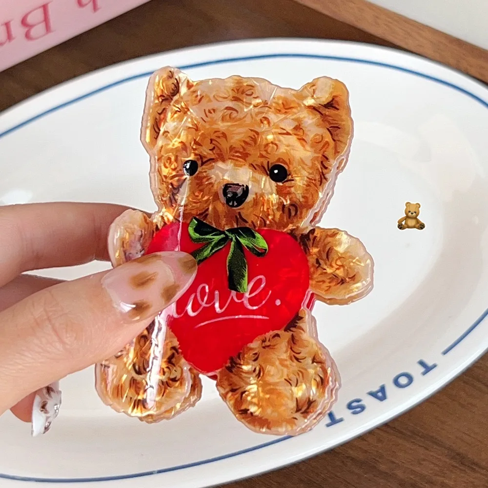 1pc cute animal hair clip bear peacock cartoon squirrel hairpin back of head bun hedgehog shark hair accessory