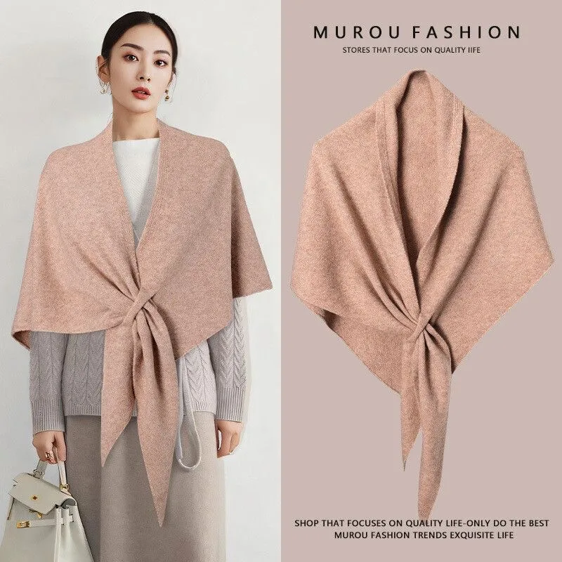 New Fashion Triangle Scarf Shawl Women's Neck Wrap Wool Blended Female Thickened Warm Shoulder Shawl Winter Gift High Quality