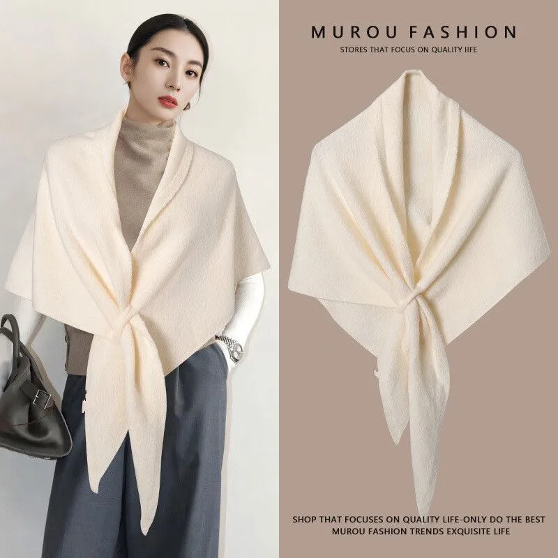 New Fashion Triangle Scarf Shawl Women's Neck Wrap Wool Blended Female Thickened Warm Shoulder Shawl Winter Gift High Quality