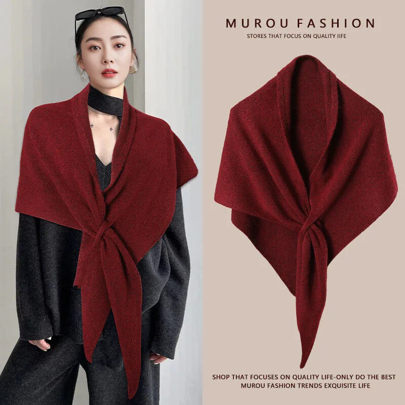 New Fashion Triangle Scarf Shawl Women's Neck Wrap Wool Blended Female Thickened Warm Shoulder Shawl Winter Gift High Quality