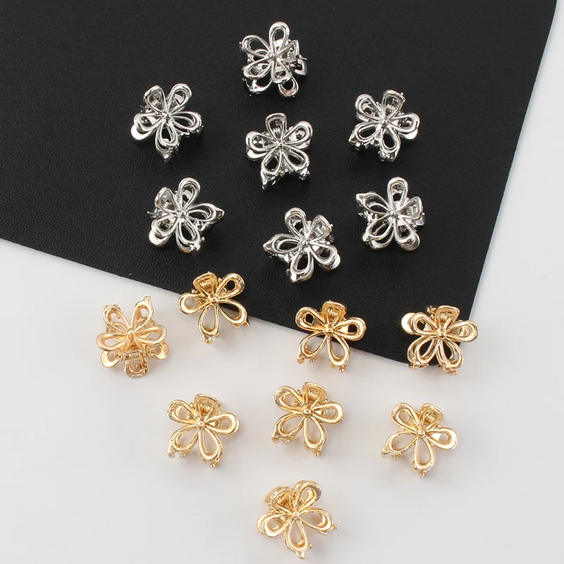 10pcs Metal Flower Hair Clip Mini Braid Hair Hairpin Small Claw Clip Women Girls Hair Accessories Headwear