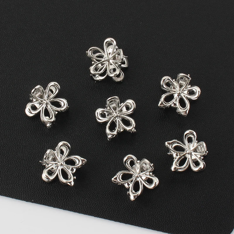 10pcs Metal Flower Hair Clip Mini Braid Hair Hairpin Small Claw Clip Women Girls Hair Accessories Headwear