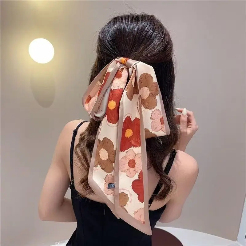 New Year-themed narrow long scarf for women Red hairband with long flowing ribbon Tie-up waist belt Professional neck scarf