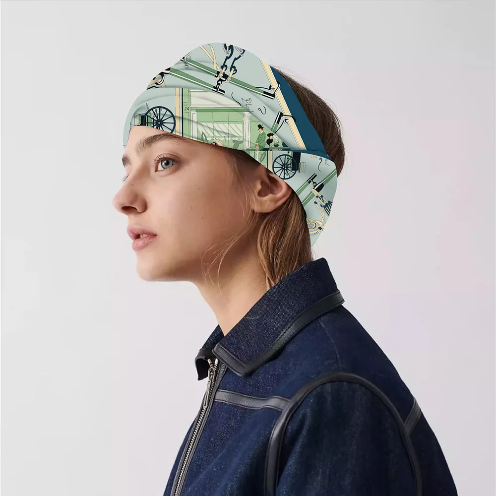 90cm Twill Silk Scarf Shawl Luxury Brand Horse Carriage Chain Square Scarf Women Hijabs Bandana Foulard Neckerchief Head Scarves