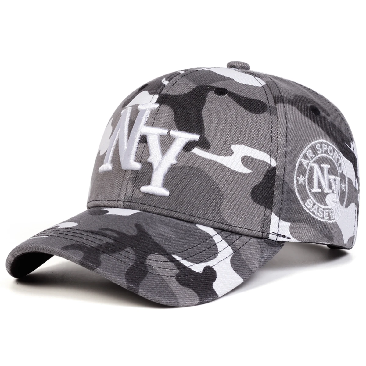 Unisex NY Letter Embroidery Camouflage Baseball Caps Spring Autumn Outdoor Adjustable Casual Hats Sunscreen Hat Sports Cap