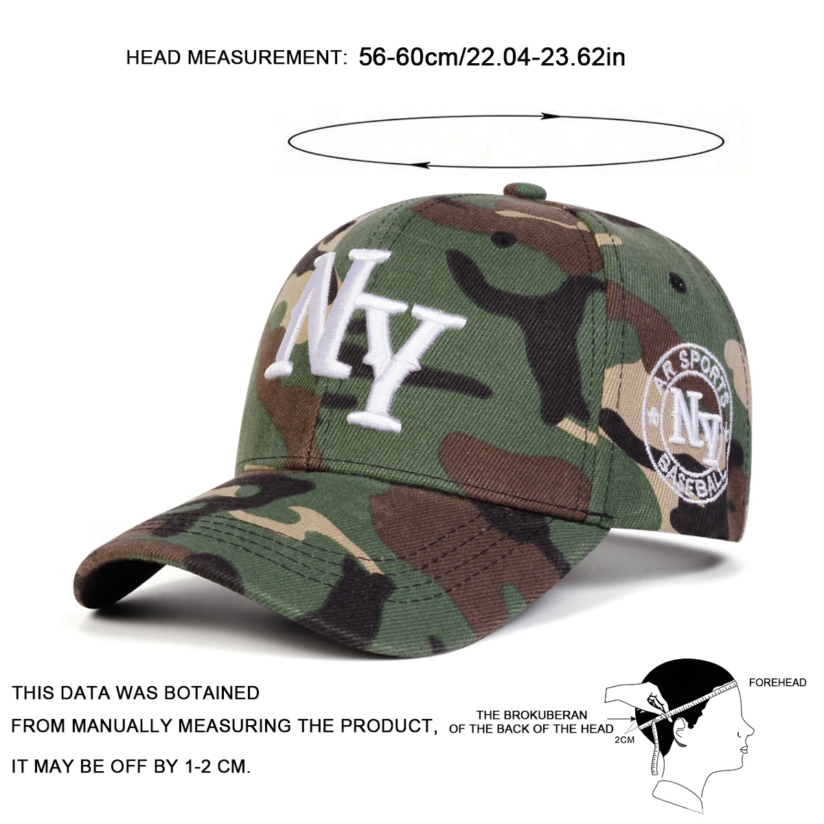 Unisex NY Letter Embroidery Camouflage Baseball Caps Spring Autumn Outdoor Adjustable Casual Hats Sunscreen Hat Sports Cap