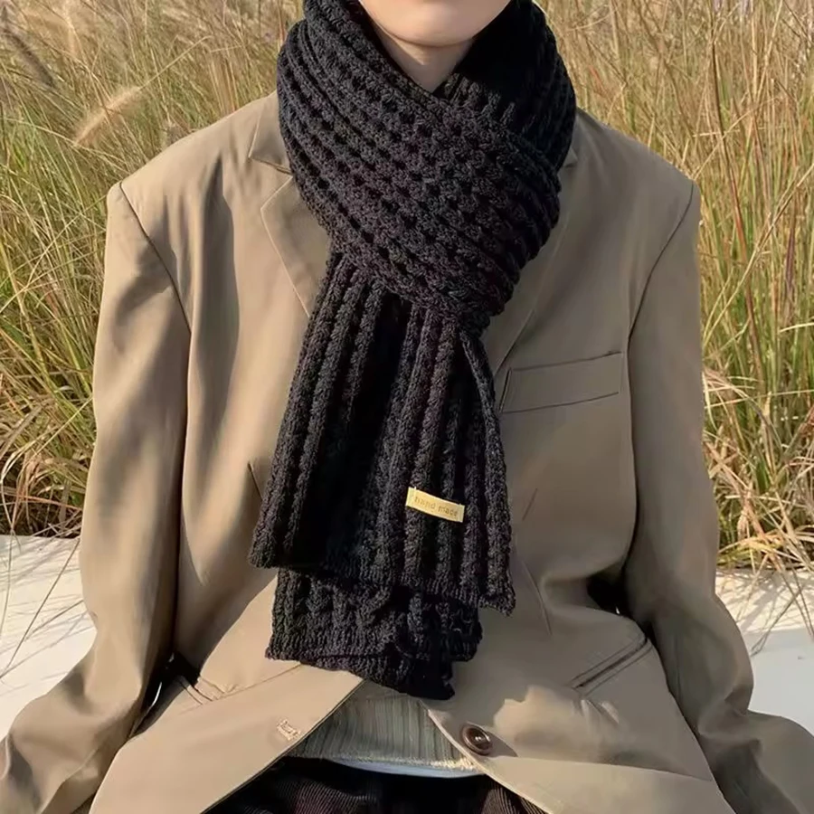 For Travel Office Warm Cashmere Scarves Neckercheif Winter Scarf Women Mens Thick Cable Knit Wrap Chunky Long Warm Scarf