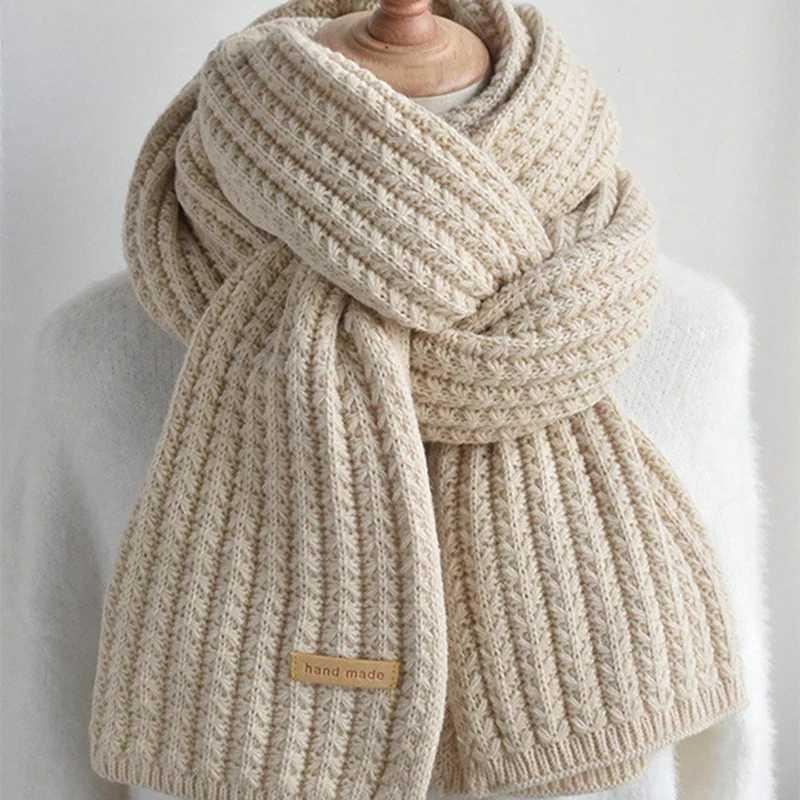For Travel Office Warm Cashmere Scarves Neckercheif Winter Scarf Women Mens Thick Cable Knit Wrap Chunky Long Warm Scarf