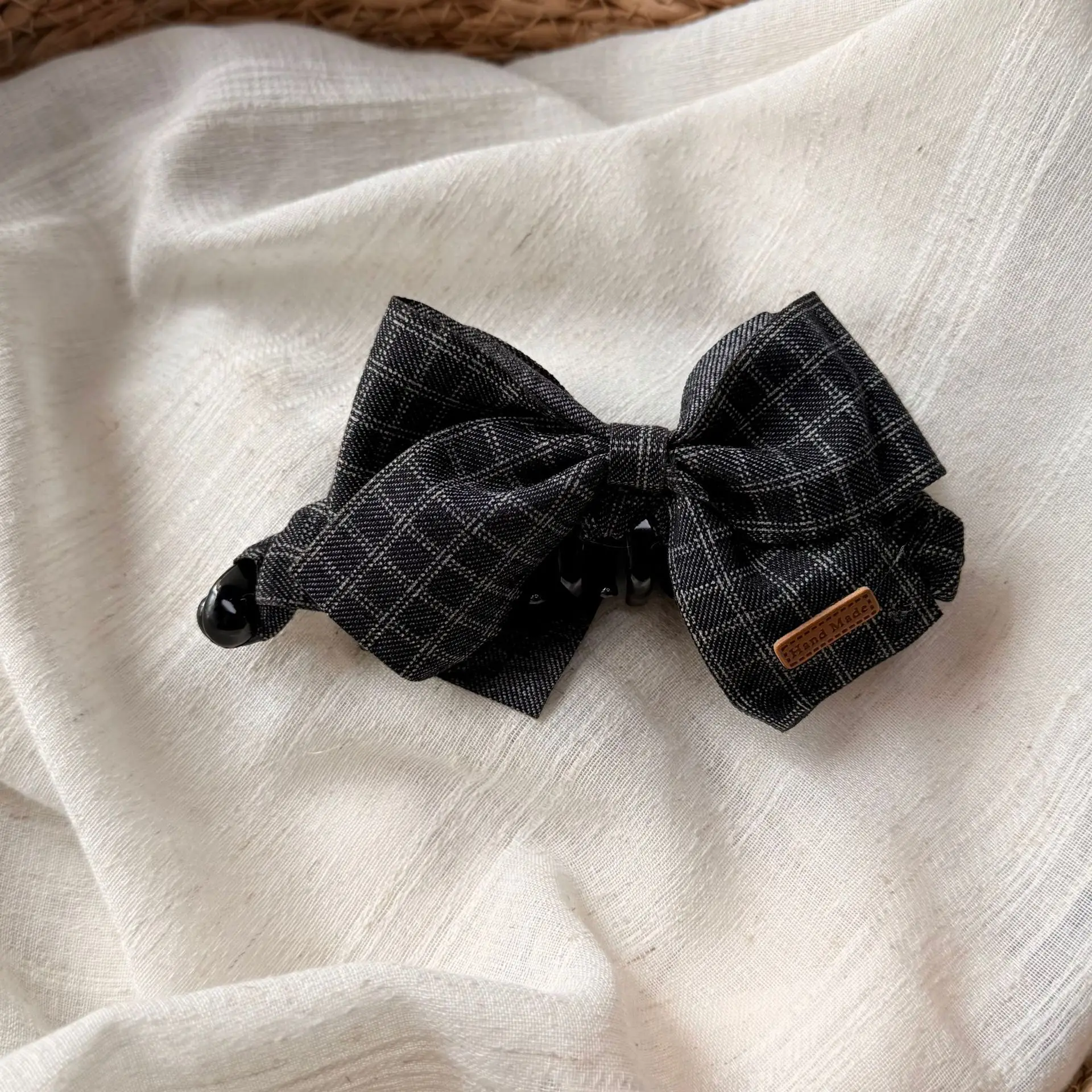 Fabric Bow Banana Clip for Women, Large Size, High-End Feel, Half-Up Hair Claw Clip, Full Back Hair Clip, Twist Vertical Clip