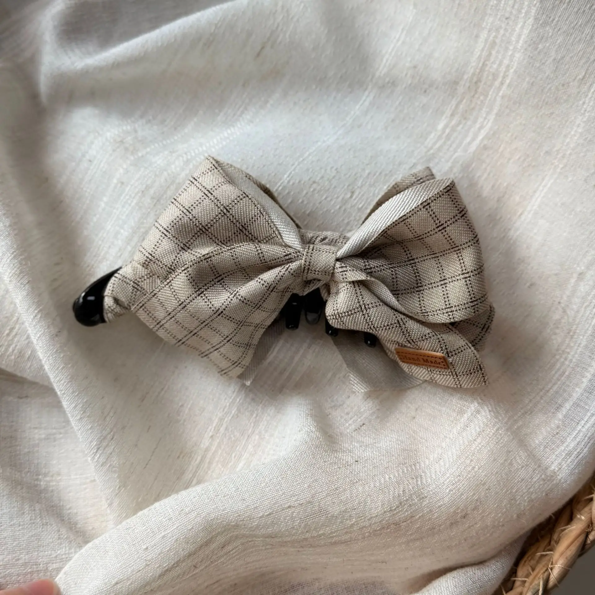 Fabric Bow Banana Clip for Women, Large Size, High-End Feel, Half-Up Hair Claw Clip, Full Back Hair Clip, Twist Vertical Clip
