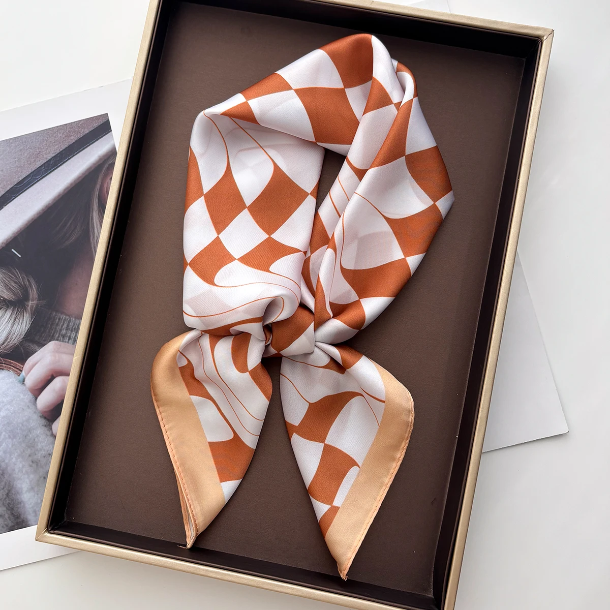 2026 Women Square Scarf Silk Imitation Print Neckerchief Bandana Lady Shawl Scarves Wrap Head Hair Band Ties