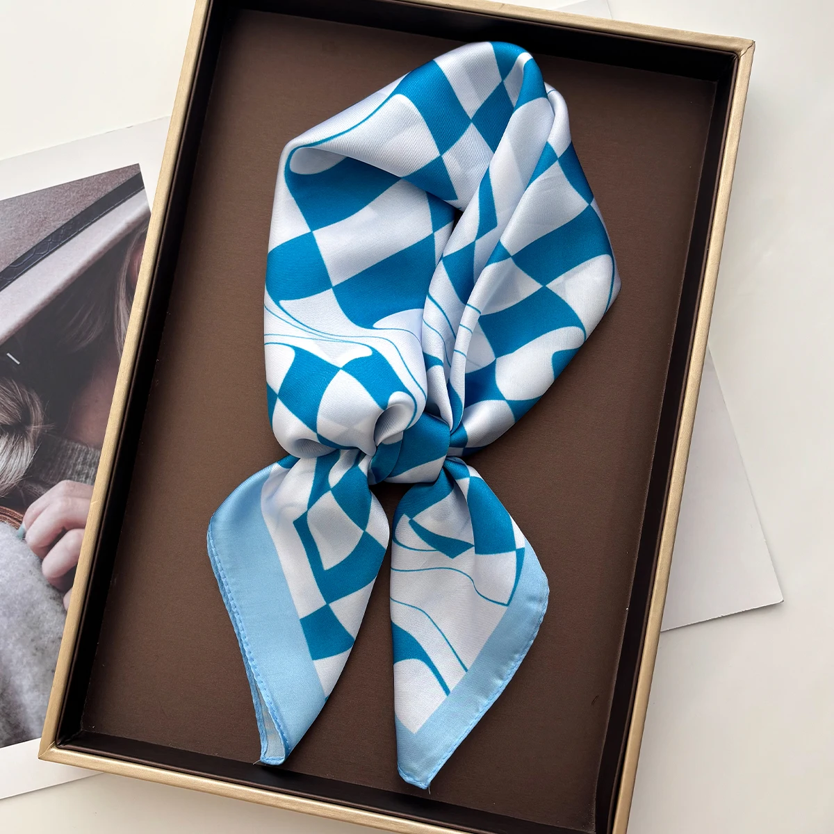 2026 Women Square Scarf Silk Imitation Print Neckerchief Bandana Lady Shawl Scarves Wrap Head Hair Band Ties