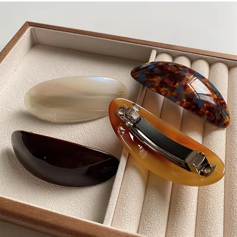 French Retro and Elegant Hair Clips - Retro Low Ponytail Clips, Oval-Shaped, Perfect for Both Casual and Formal Hairstyles