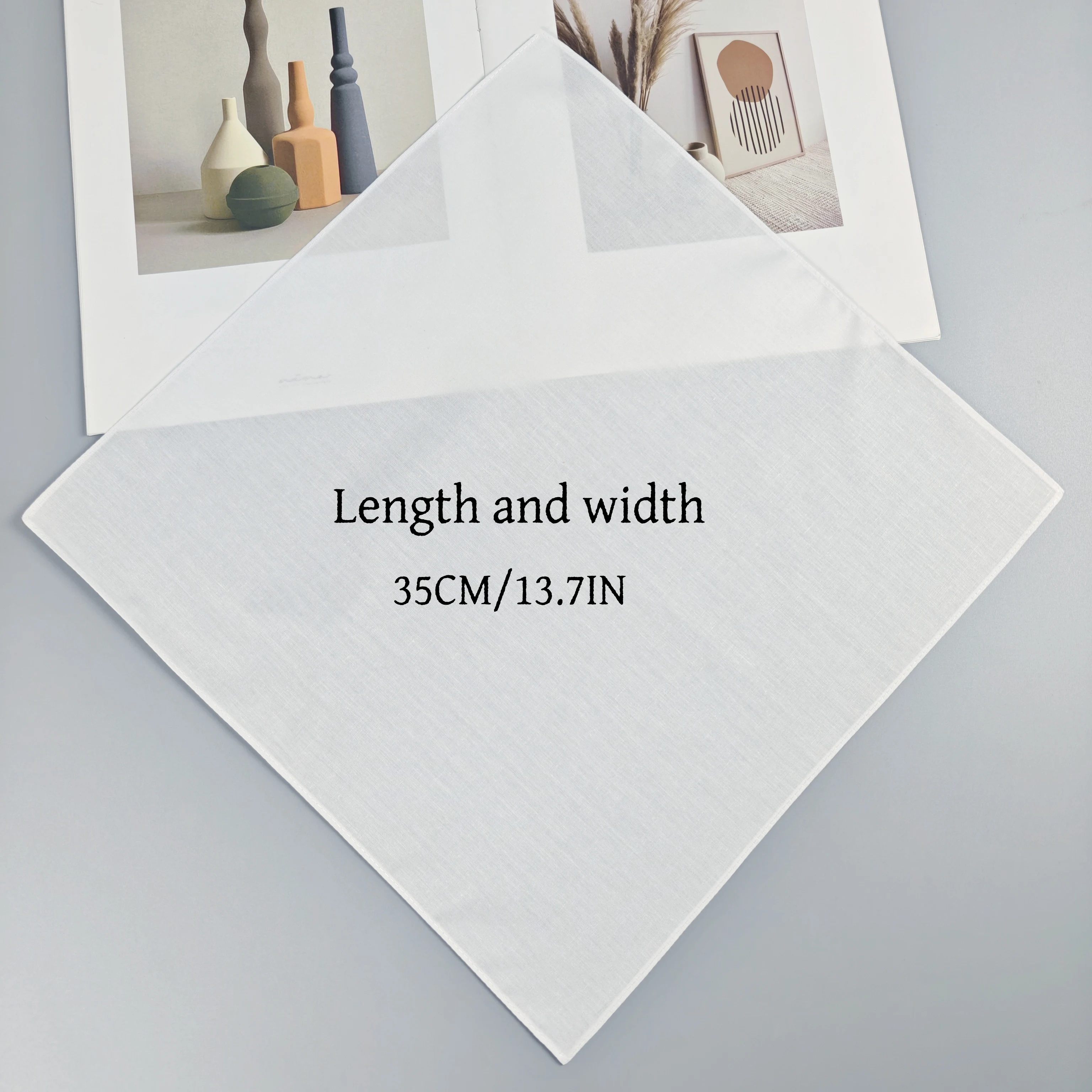 5PCS Pure White Gentleman Handkerchief Suit Pocket Square Plain Hair Band 35cm/13.7in - DIY Fashion Accessory