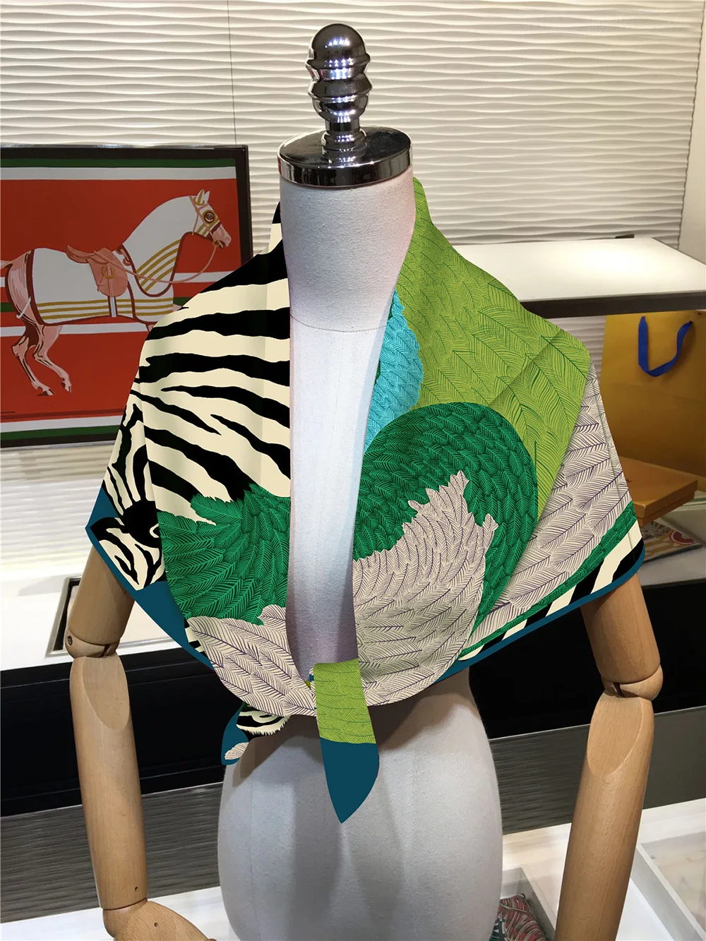 Twill Silk Scarf Shawl Luxury Horse Pegasus Feather Print Square Scarf Women Hijabs Bandana Foulard Neckerchief Head Scarves