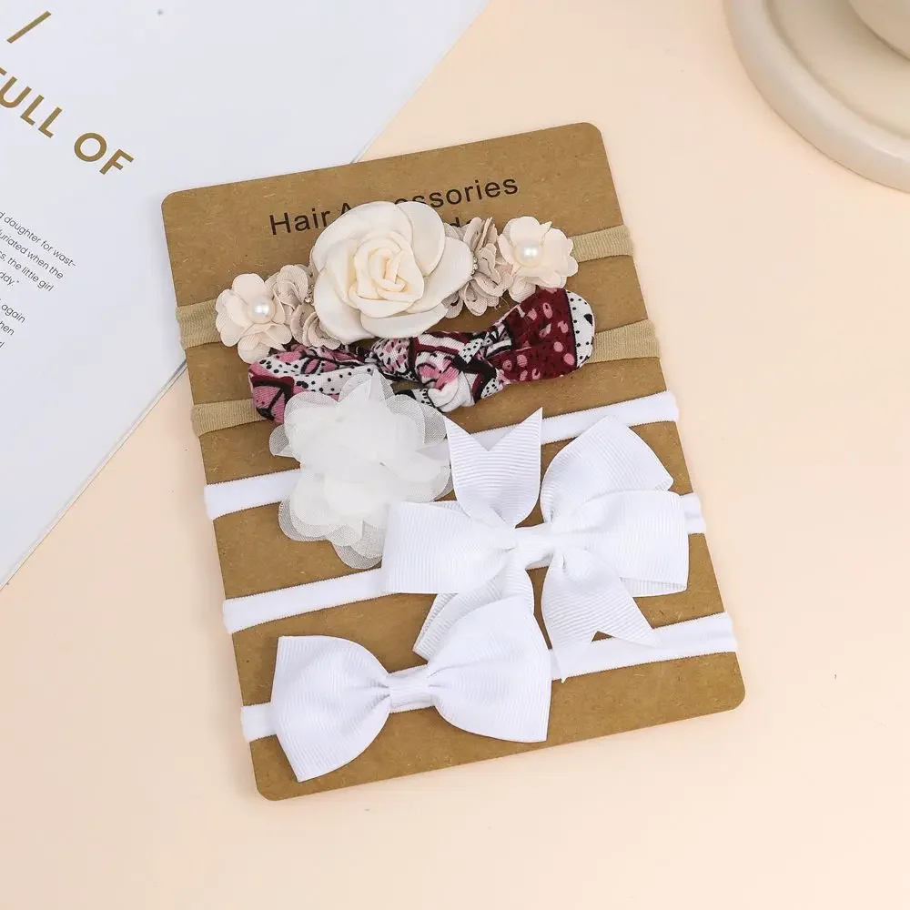 5pcs/Set Baby Girl Headband Set Cute Baby Elastic Hair Band Newborn Head Flower Toddler Headband Headwear Kids Hair Accessories