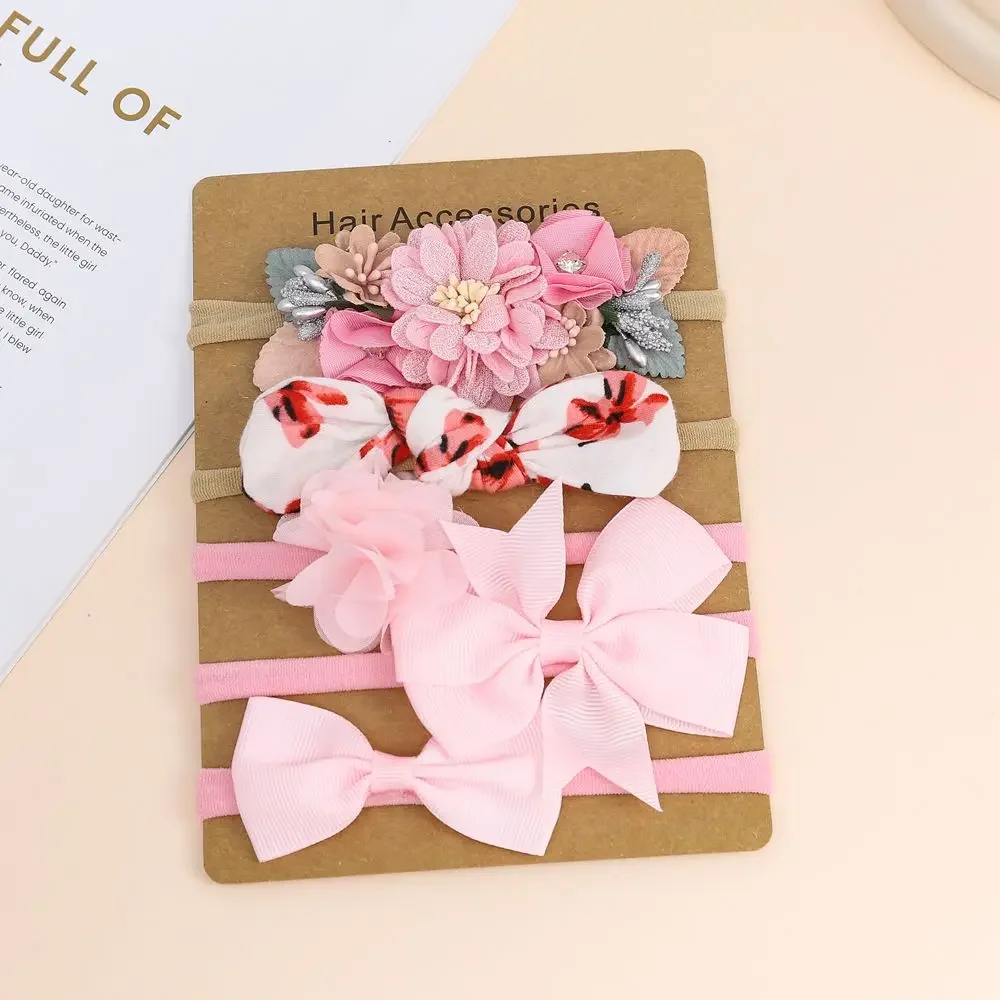 5pcs/Set Baby Girl Headband Set Cute Baby Elastic Hair Band Newborn Head Flower Toddler Headband Headwear Kids Hair Accessories
