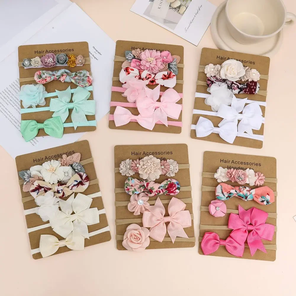5pcs/Set Baby Girl Headband Set Cute Baby Elastic Hair Band Newborn Head Flower Toddler Headband Headwear Kids Hair Accessories