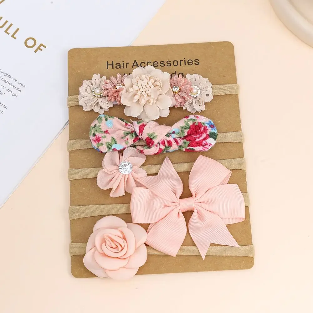 5pcs/Set Baby Girl Headband Set Cute Baby Elastic Hair Band Newborn Head Flower Toddler Headband Headwear Kids Hair Accessories