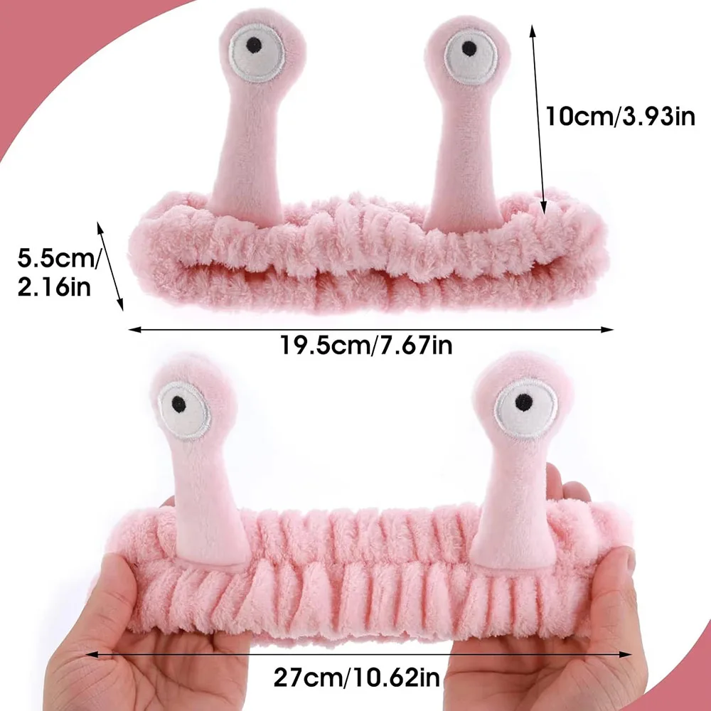 Women's Cute Coral Fleece Elastic Headbands Creative Hair Accessories for Makeup Snail Spa Hair Bands Cartoon Design Hairbands