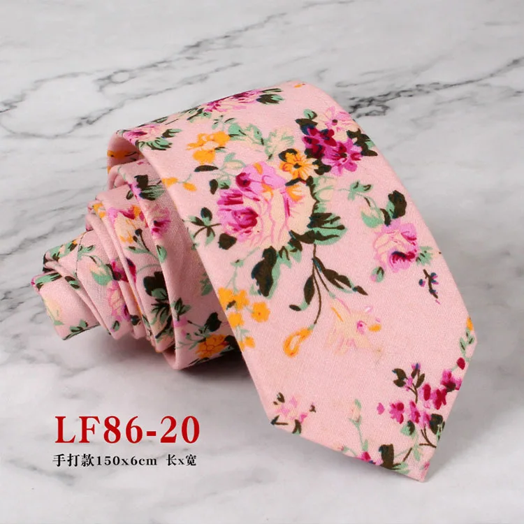 Mens Handmade Casual Flower Neckties For Men Women Floral Printed Cotton Neck Tie 6cm Narrow Soft Cravat Wedding Party Gravata