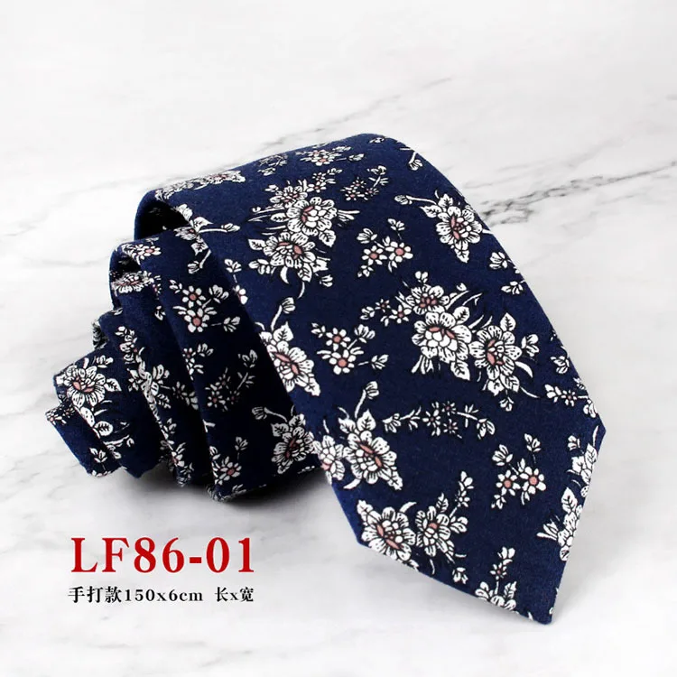 Mens Handmade Casual Flower Neckties For Men Women Floral Printed Cotton Neck Tie 6cm Narrow Soft Cravat Wedding Party Gravata