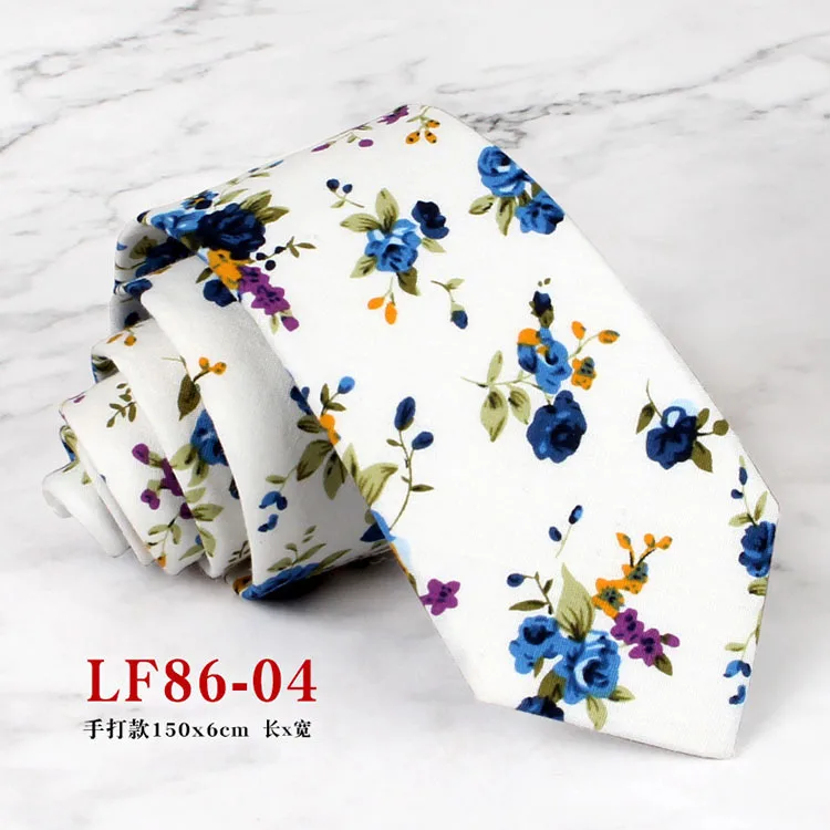 Mens Handmade Casual Flower Neckties For Men Women Floral Printed Cotton Neck Tie 6cm Narrow Soft Cravat Wedding Party Gravata