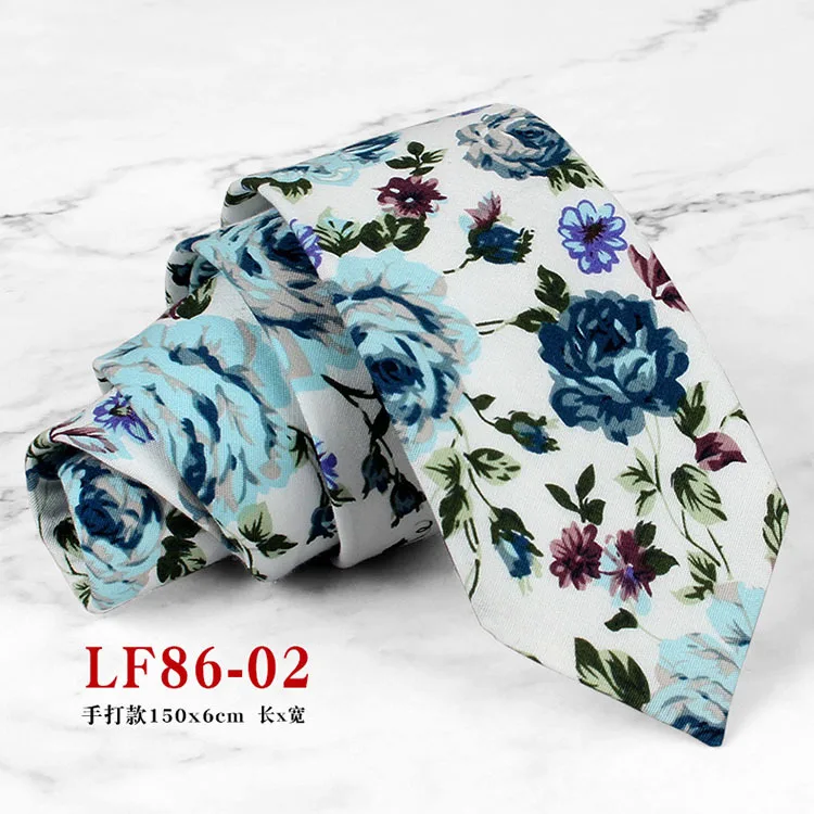 Mens Handmade Casual Flower Neckties For Men Women Floral Printed Cotton Neck Tie 6cm Narrow Soft Cravat Wedding Party Gravata
