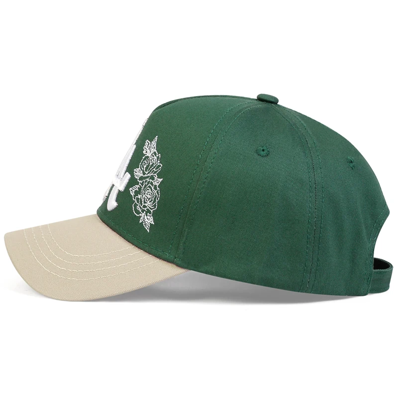 Unisex LA Rose Embroidery Snapback Baseball Caps Spring and Autumn Outdoor Adjustable Casual Hats Sunscreen Hat Sports Cap