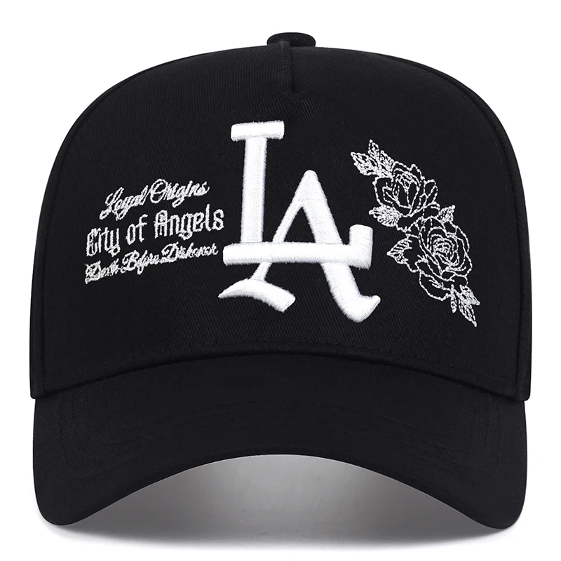 Unisex LA Rose Embroidery Snapback Baseball Caps Spring and Autumn Outdoor Adjustable Casual Hats Sunscreen Hat Sports Cap
