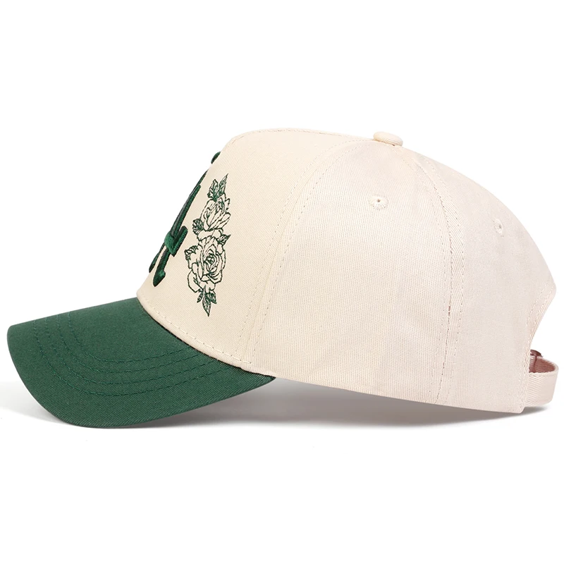Unisex LA Rose Embroidery Snapback Baseball Caps Spring and Autumn Outdoor Adjustable Casual Hats Sunscreen Hat Sports Cap