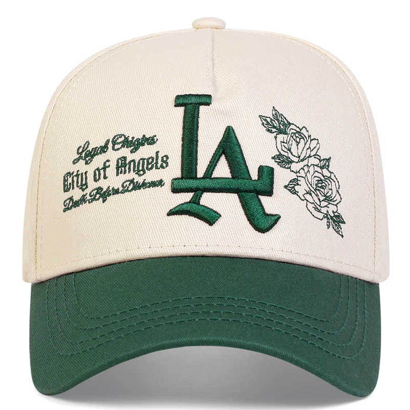 Unisex LA Rose Embroidery Snapback Baseball Caps Spring and Autumn Outdoor Adjustable Casual Hats Sunscreen Hat Sports Cap