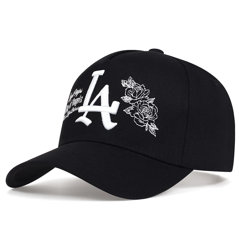 Unisex LA Rose Embroidery Snapback Baseball Caps Spring and Autumn Outdoor Adjustable Casual Hats Sunscreen Hat Sports Cap