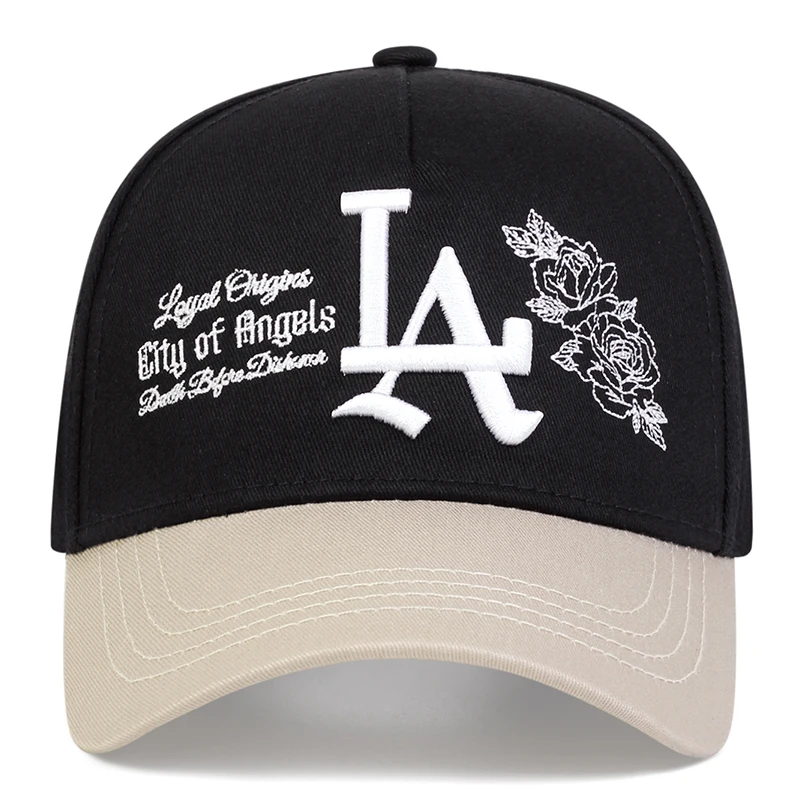 Unisex LA Rose Embroidery Snapback Baseball Caps Spring and Autumn Outdoor Adjustable Casual Hats Sunscreen Hat Sports Cap