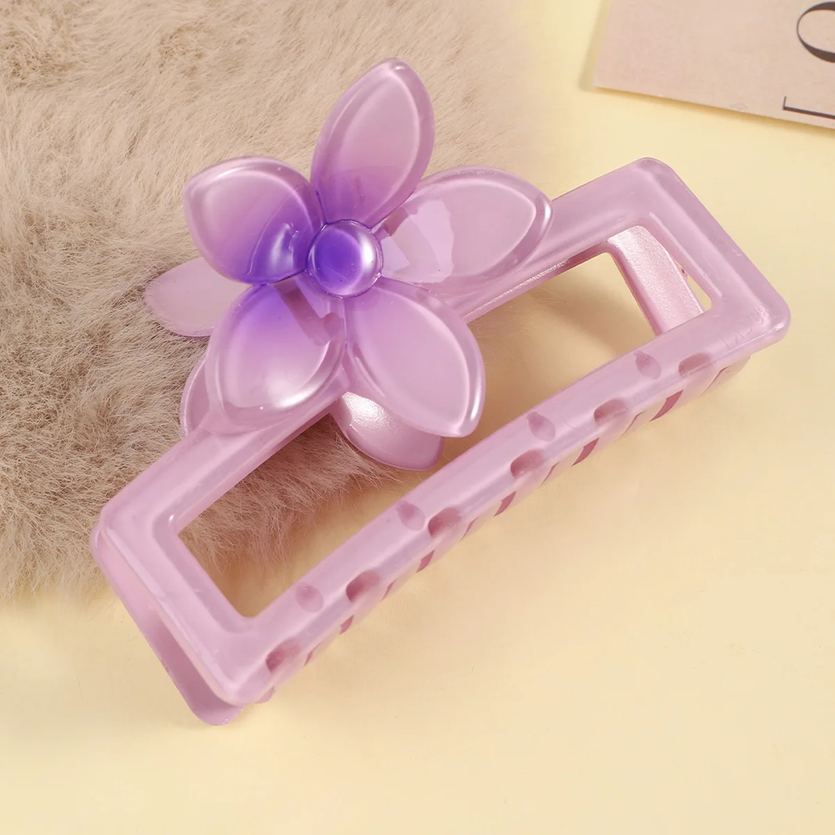 1pc Summer New Square Egg Flower Claw Clip, Gradient Sweet Dopamine Hair Accessories, Back Head Bun Shark Clip