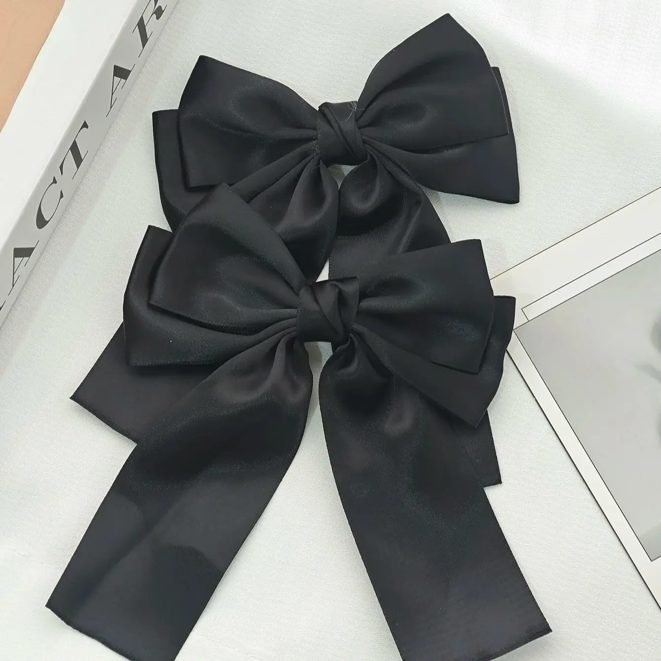 2pcs Fashion Multi colored solid color satin bow Hairgrips For Women Girls Party Hair Accessories