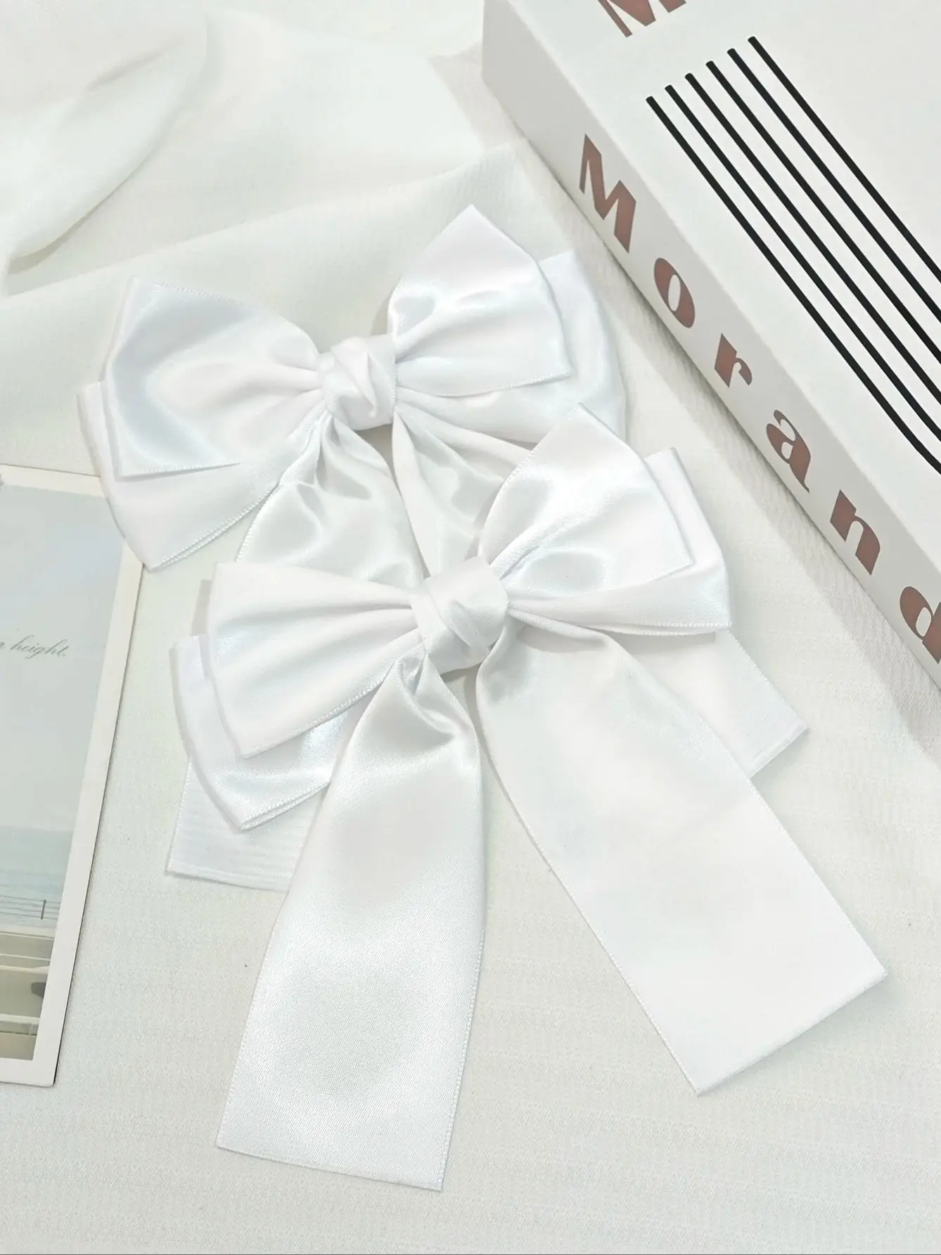 2pcs Fashion Multi colored solid color satin bow Hairgrips For Women Girls Party Hair Accessories